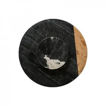 Planche tournante  marbre noir et bois de manguier. - Déco Nord Sud