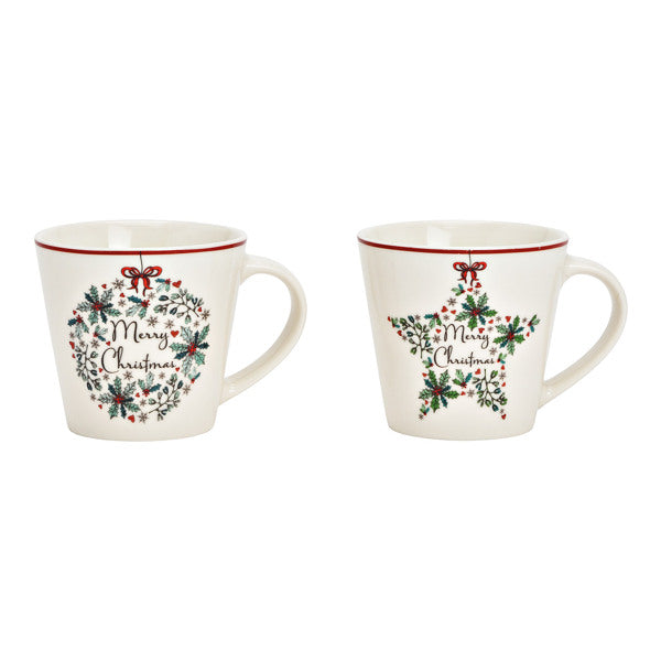 Mug “Joyeux Noël” – Porcelaine blanche – 340 ml (13×9×9 cm)