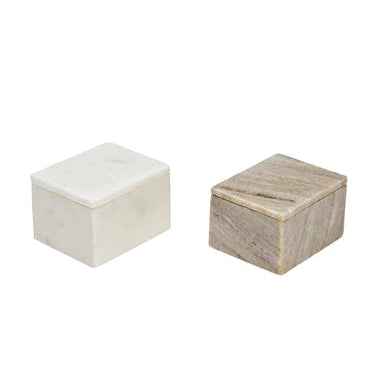 Boîte en Marbre avec couvercle — Beige ou Blanc 10 × 7 × 8 cm