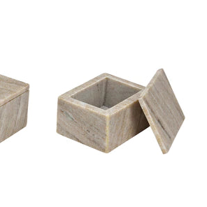 Boîte en Marbre avec couvercle — Beige ou Blanc 10 × 7 × 8 cm