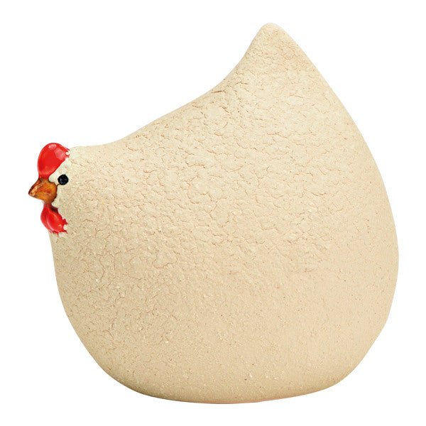 Poules céramique beige à reliefs, 2 dimensions