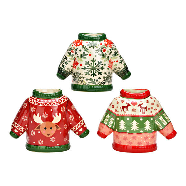 Vase décoratif “Pull de Noël” – Céramique – 15×11×7 cm