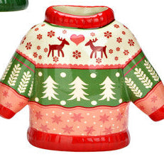 Vase décoratif “Pull de Noël” – Céramique – 15×11×7 cm