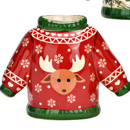 Vase décoratif “Pull de Noël” – Céramique – 15×11×7 cm