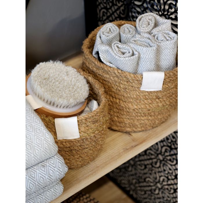 Paniers de rangement en corde naturelle – Chic Antique – 2 tailles H18/D14 et H13/D15 cm