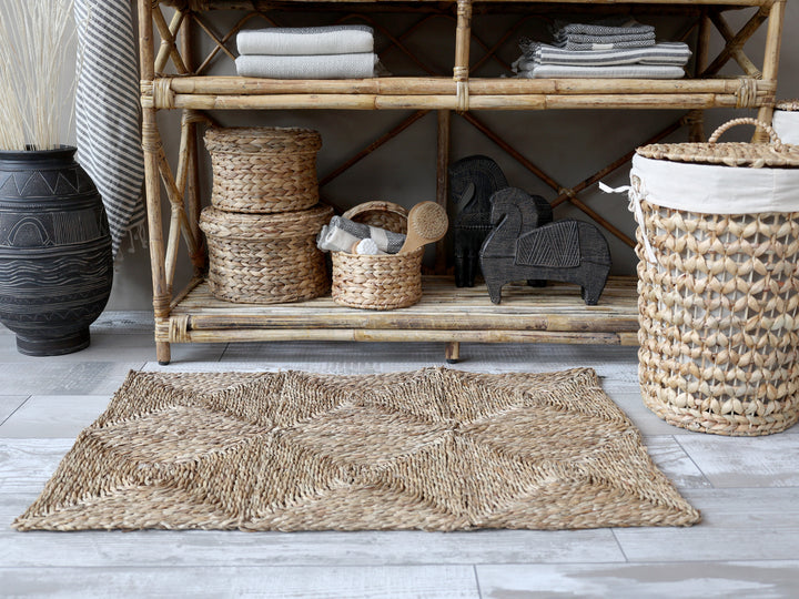 Tapis en jonc de mer tressé Chic Antique (90×60 cm) Ambiance naturelle