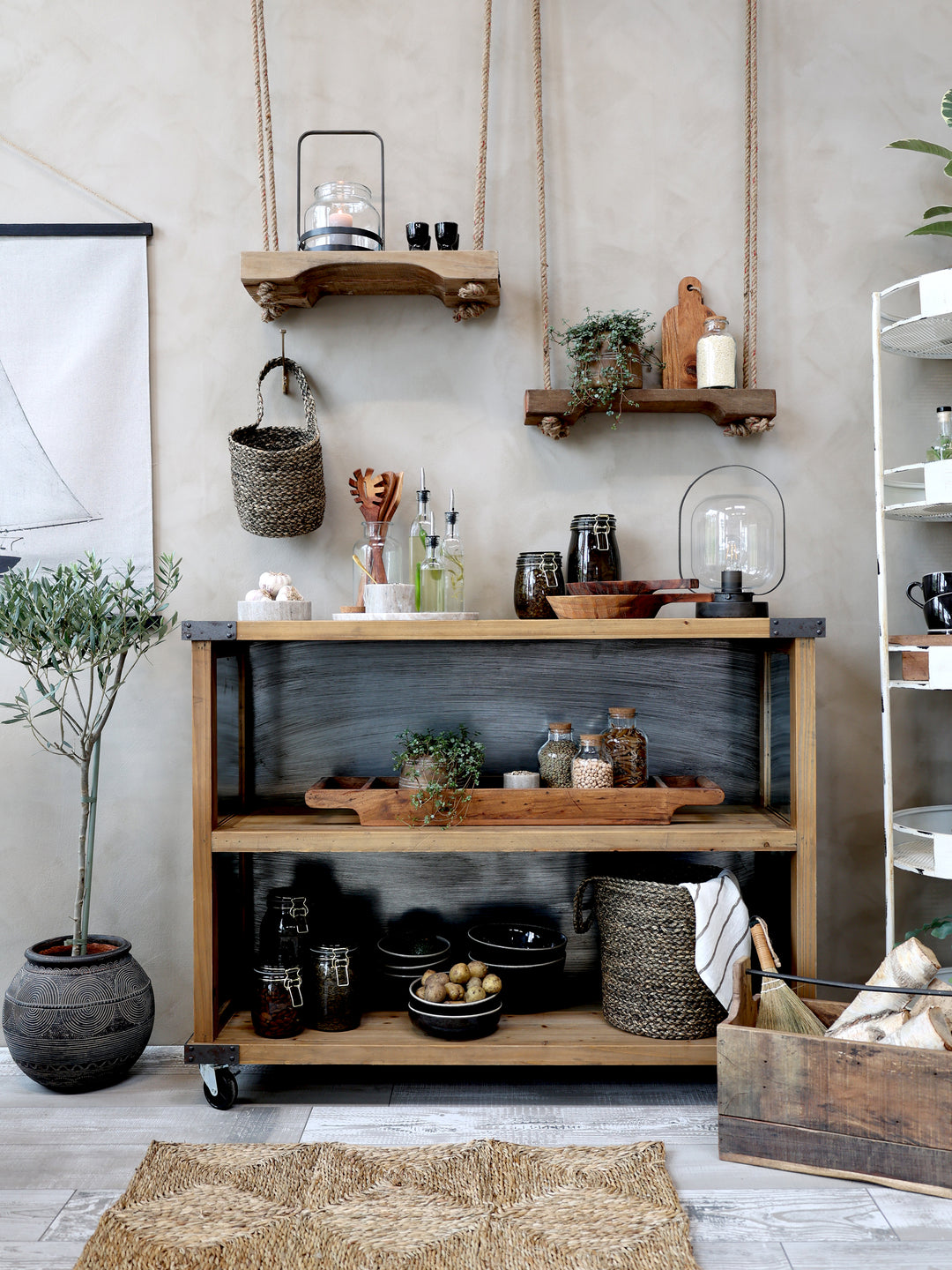 Tapis en jonc de mer tressé Chic Antique (90×60 cm) Ambiance naturelle