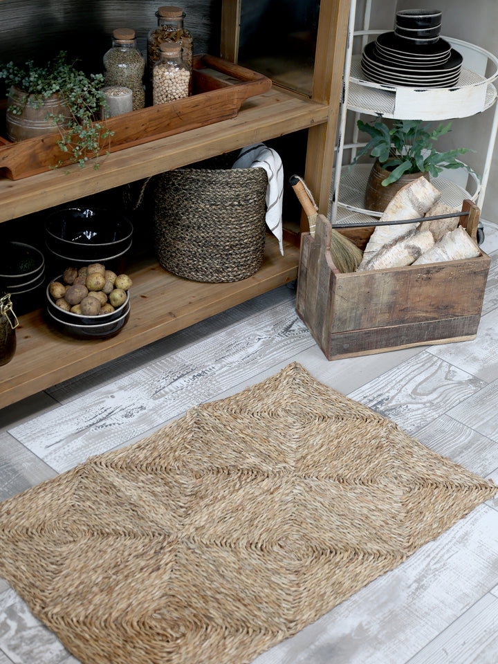 Tapis en jonc de mer tressé Chic Antique (90×60 cm) Ambiance naturelle