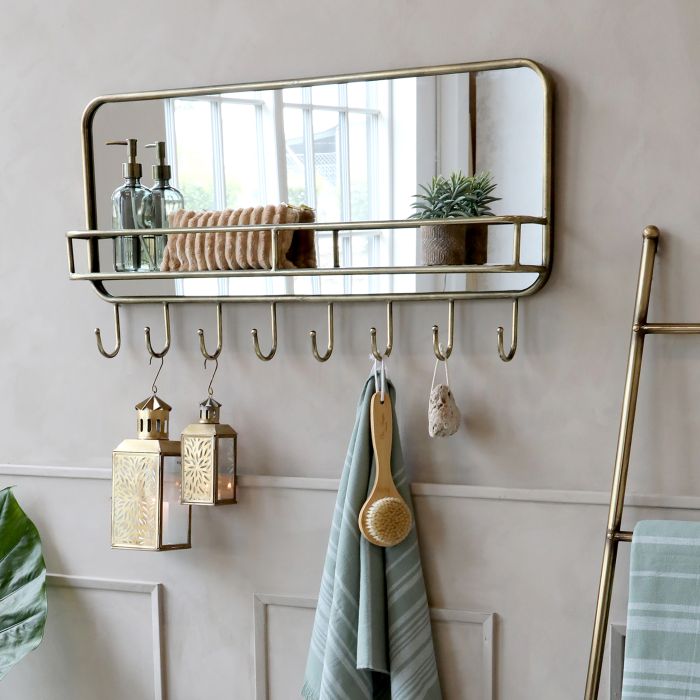 Miroir étagère avec 8 crochets -Chic Antique-