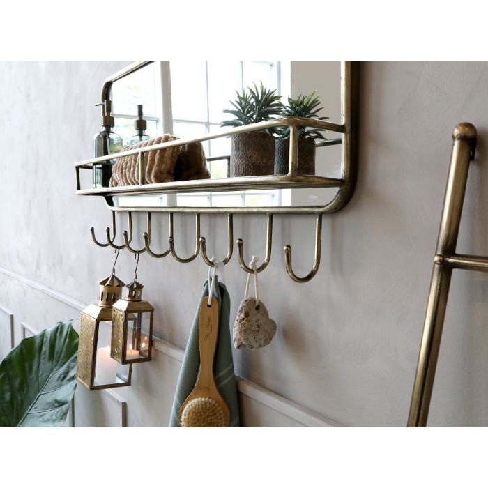 Miroir étagère avec 8 crochets -Chic Antique-