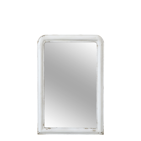 Grand miroir blanc vieilli -Chic Antique-