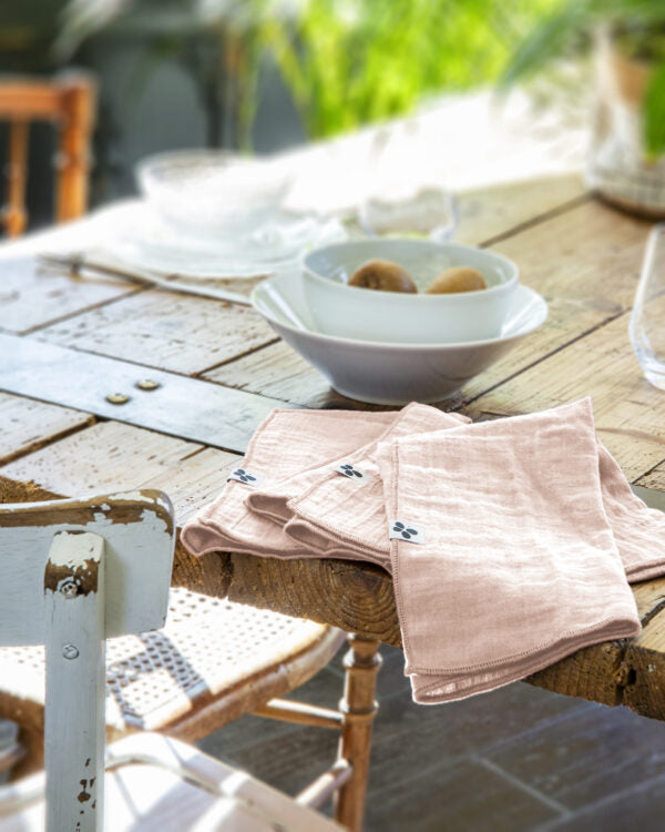 Les 3 serviettes de tables - L'Effet Papillon - Gaze de Coton 5 couleurs