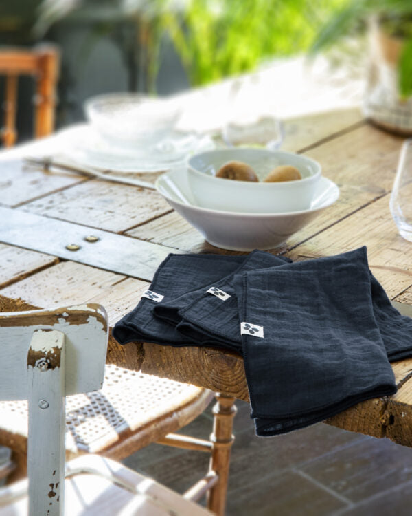 Les 3 serviettes de tables - L'Effet Papillon - Gaze de Coton 5 couleurs