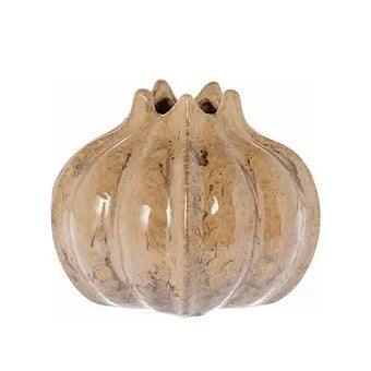 Petit vase en céramique marron – Forme citrouille – H11 cm Ø12 cm