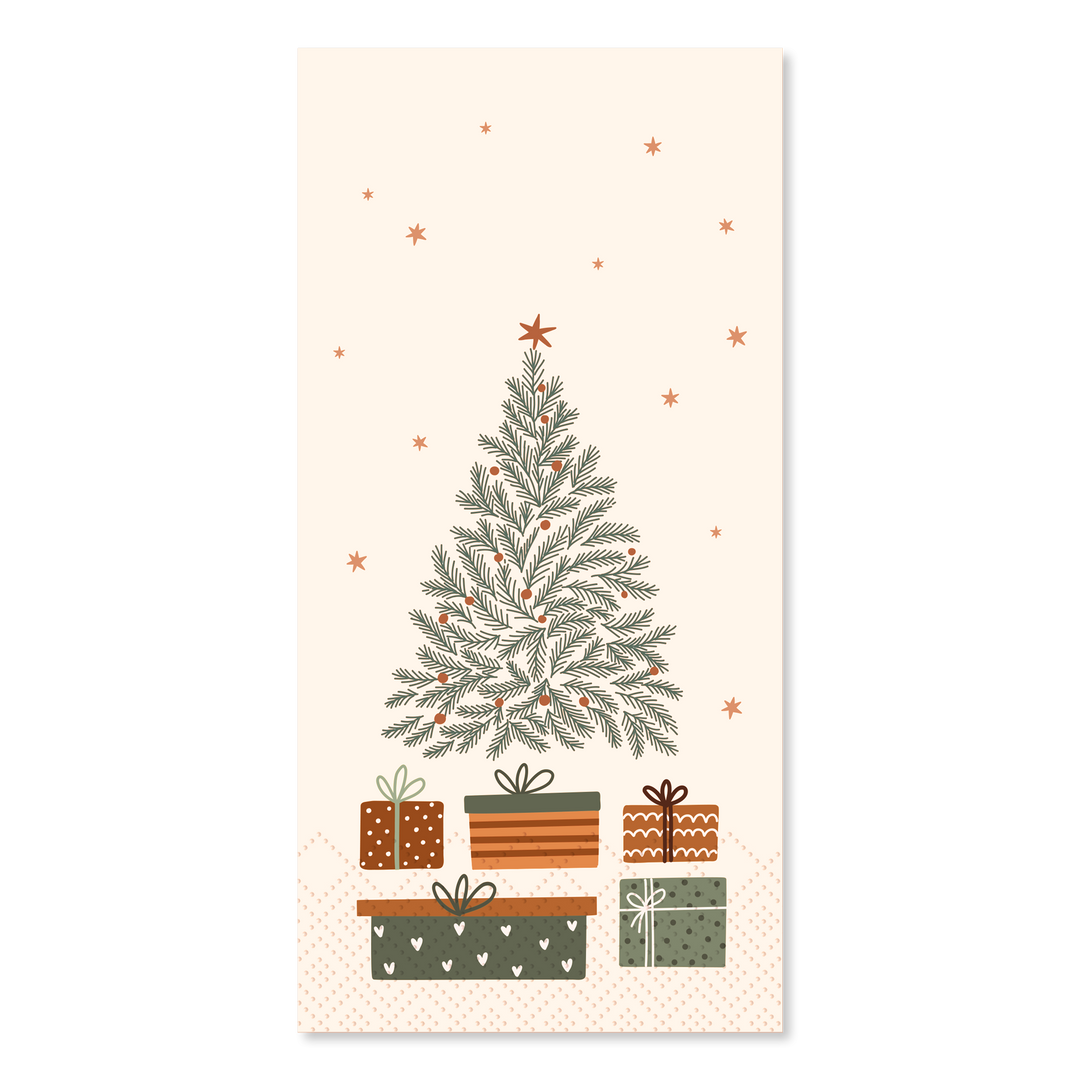 Serviettes en papier motif sapin de Noël – lot de 16 pcs crème