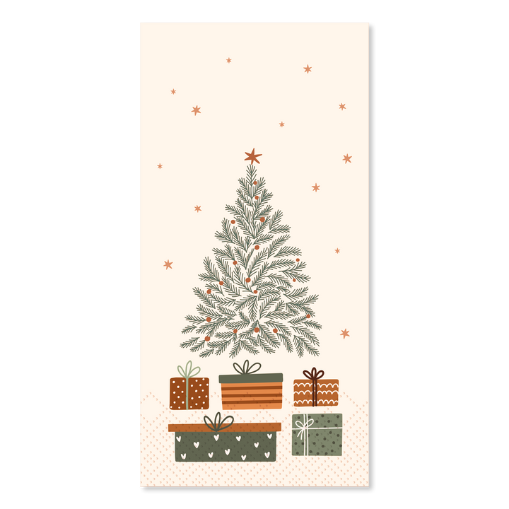 Serviettes en papier motif sapin de Noël – lot de 16 pcs crème