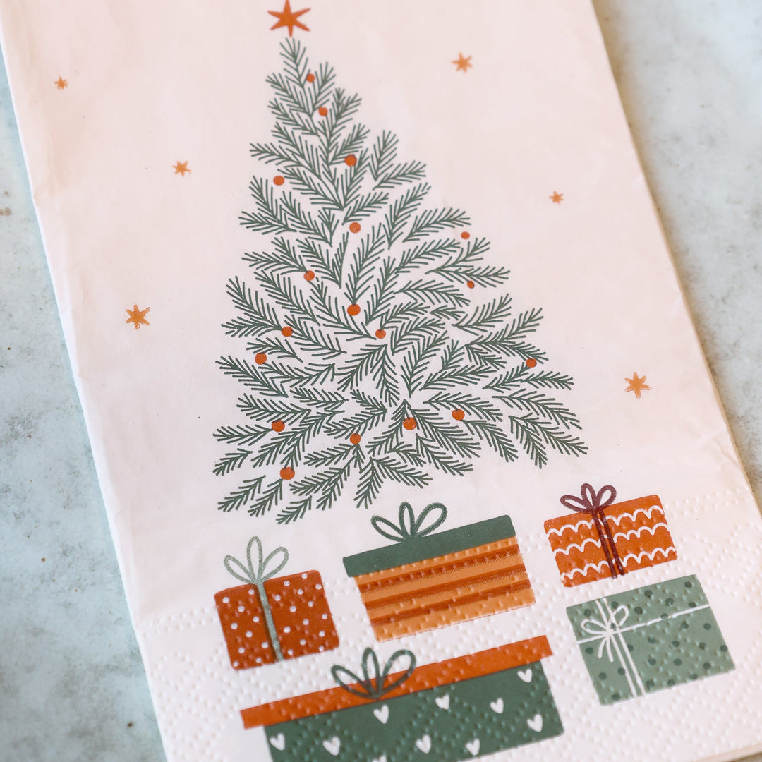 Serviettes en papier motif sapin de Noël – lot de 16 pcs crème