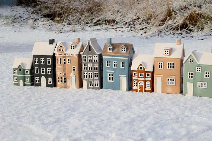 Photophore Chamonix en grès bleu – H25 cm | Chic Antique