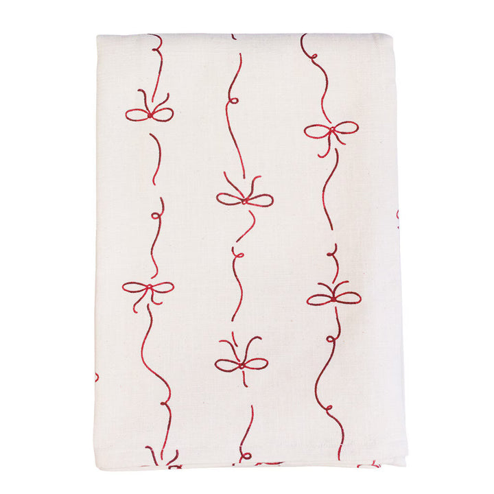 Nappe ou Chemin de table Bow Blanc / Rouge – 100% Coton Bio