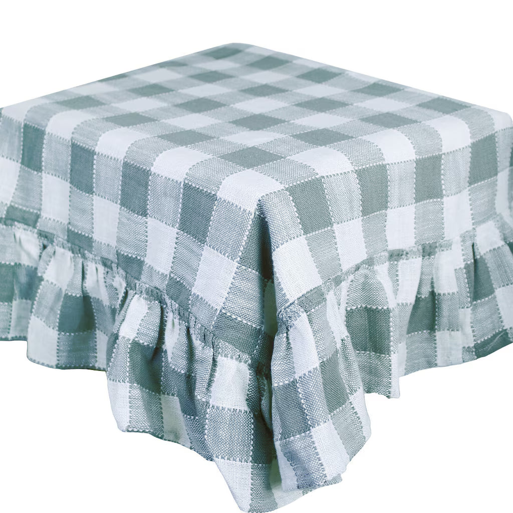 Nappe Ida à Carreaux — Vert & Blanc 150 × 250 cm