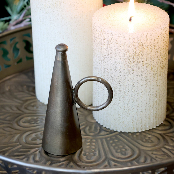 Éteignoir à bougie chic antique en fer décor laiton – H10 cm
