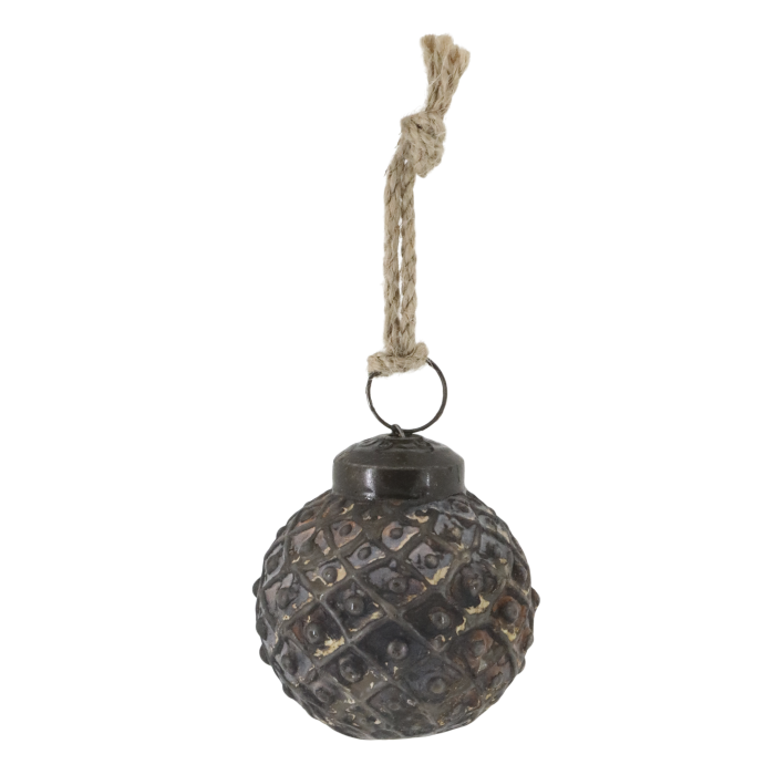 Set de 12 boules de Noël – Chic Antique – verre, corde & laiton moka