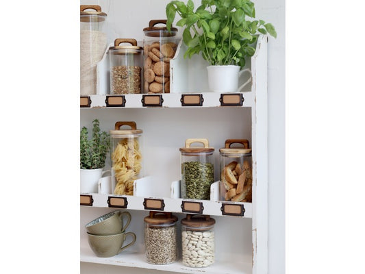 Collection de bocaux -Chic Antique- verre et bois d'acacia