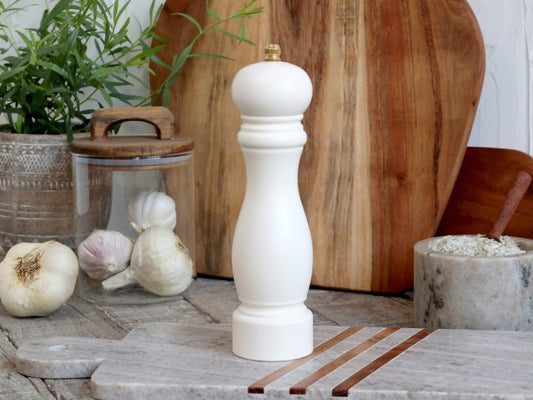 Moulin sel/poivre, broyeur céramique blanc, Chic Antique.