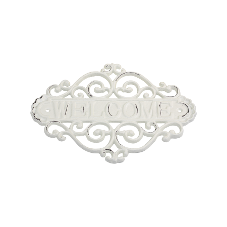 Signe fer blanchi "WELCOME" -Chic Antique 28/20/5 cm