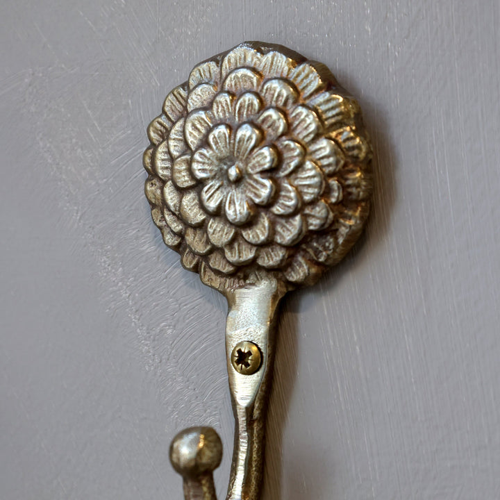Crochets muraux chic antique en laiton – 2 modèles fleur