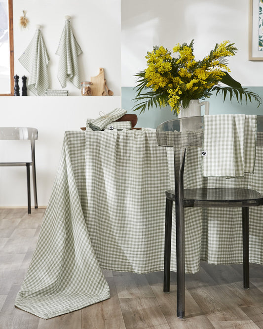 Nappe & Serviettes  - VICKIE Eucalyptus- L'Effet Papillon - Gaze de Coton