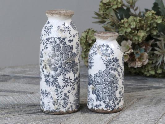 Vases bouteilles Melun, céramique vieillie