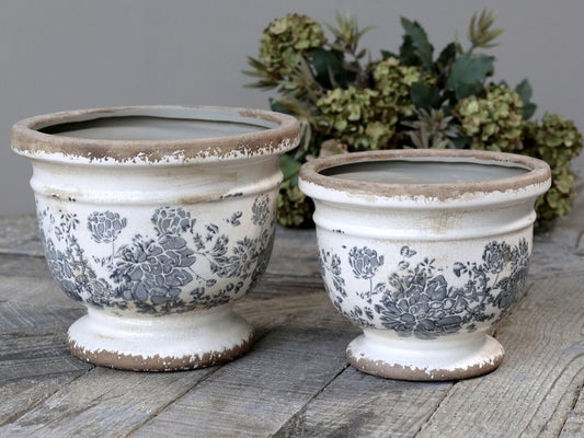 Cache-pots Melun -Chic Antique- céramique vieillie.