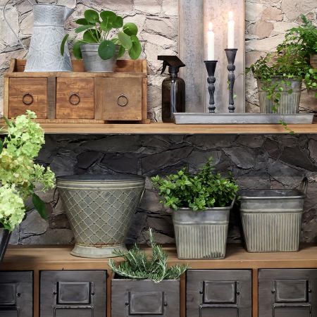 Ensemble de 3 cache-pots Zinc -Chic Antique-