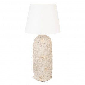 Imposante lampe + abat-jour en terre cuite - Clayre & Eef - 74/35 cm