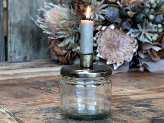 Bougeoir pots de verre -Chic Antique-, 2 couleurs.