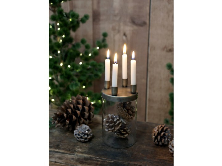 Bocal à décorer Chic Antique et support pour 4 bougies
