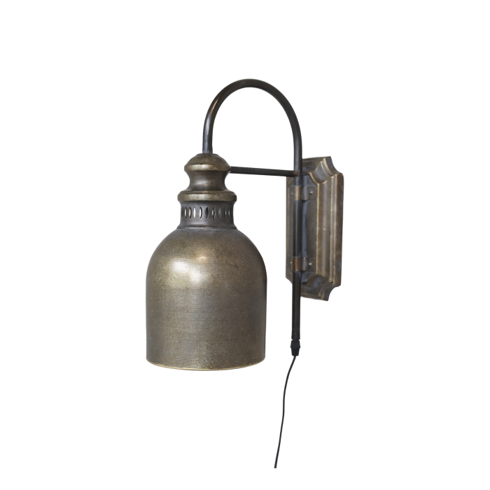 Lampe murale fer décor laiton antique – H38 cm – Chic Antique (Danemark) – Douille E27