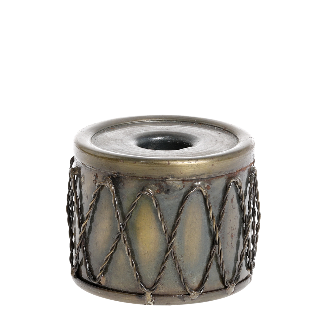 Bougeoirs Tambours – Chic Antique – fer décor laiton