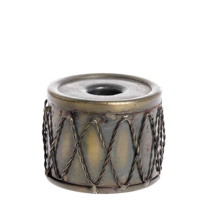 Bougeoirs Tambours – Chic Antique – fer décor laiton