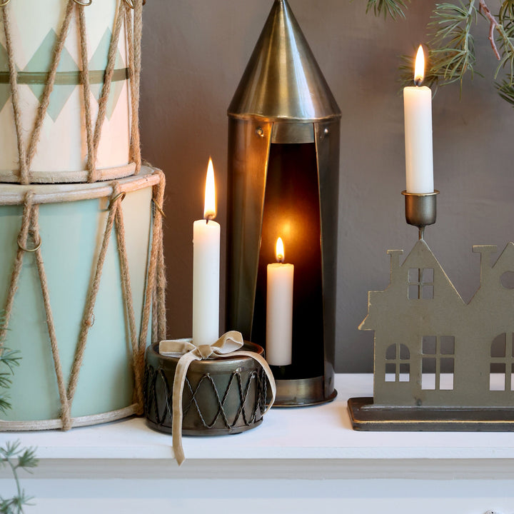 Bougeoirs Tambours – Chic Antique – fer décor laiton