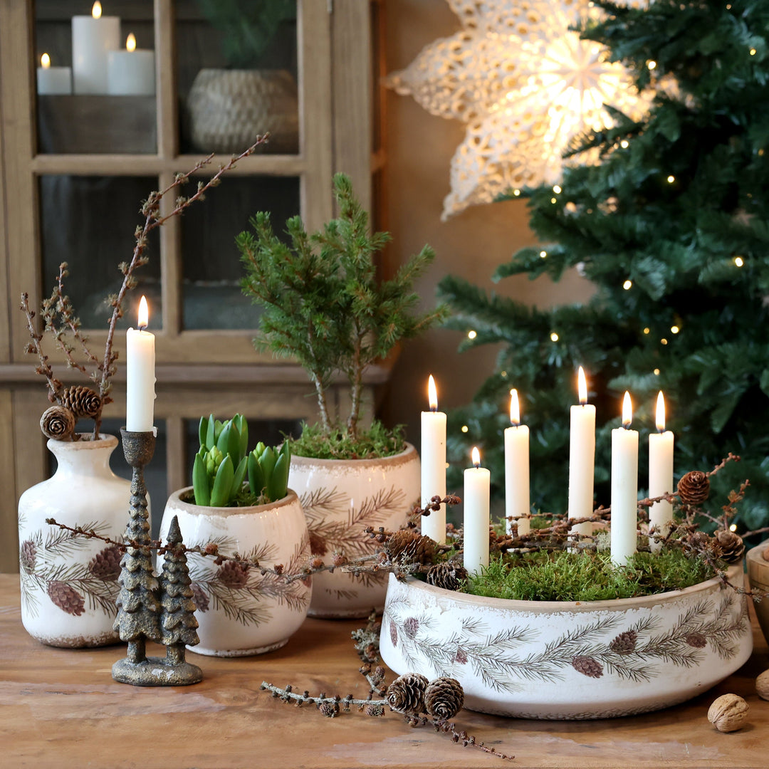 Bougeoir avec sapin de Noël – grand modèle laiton antique