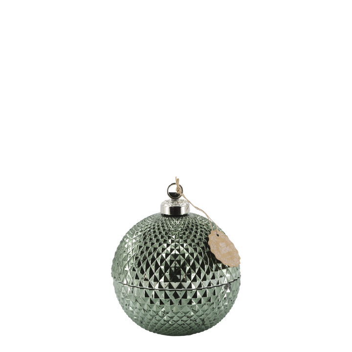 Bougie Boule de Noël avec rainures – coloris mousse (3 tailles)