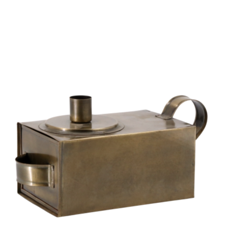 Boîte avec tiroir et bougeoir chic antique – Fer décor laiton + 2 bougies offertes