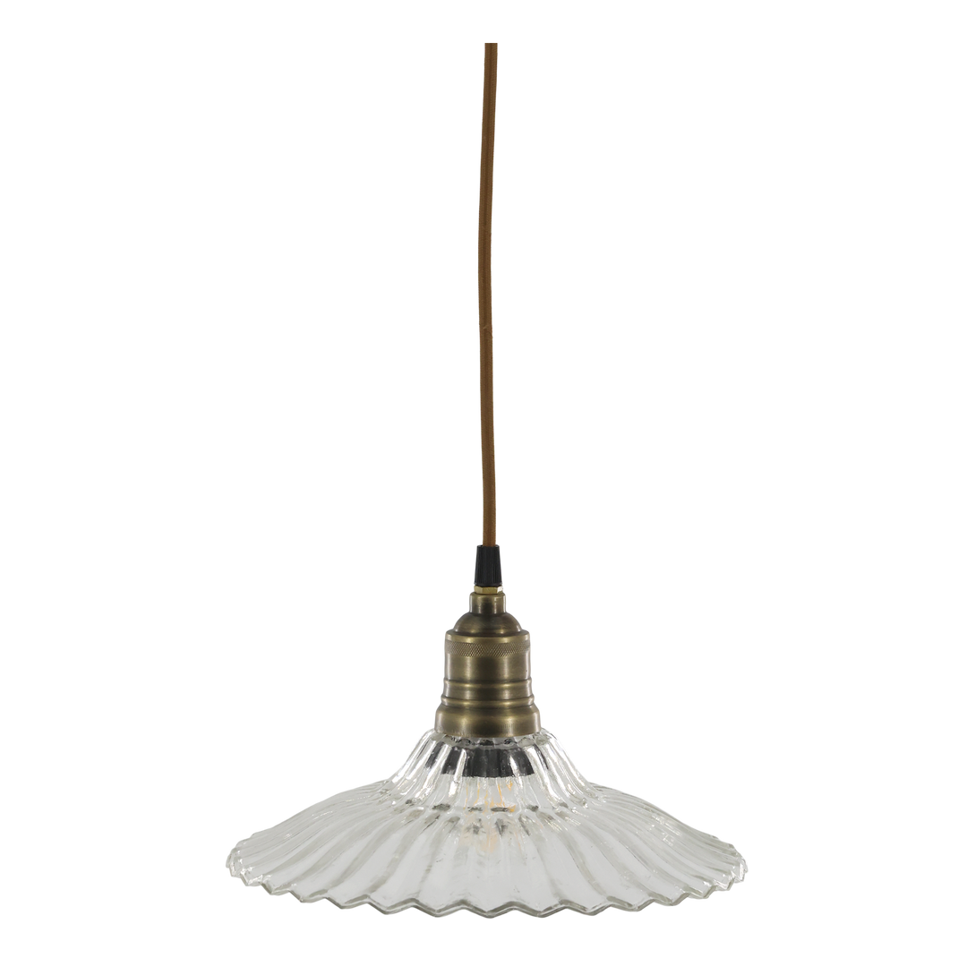 Suspension en verre et laiton – H14 x D26 cm – câble tissu 2 m – Douille E27