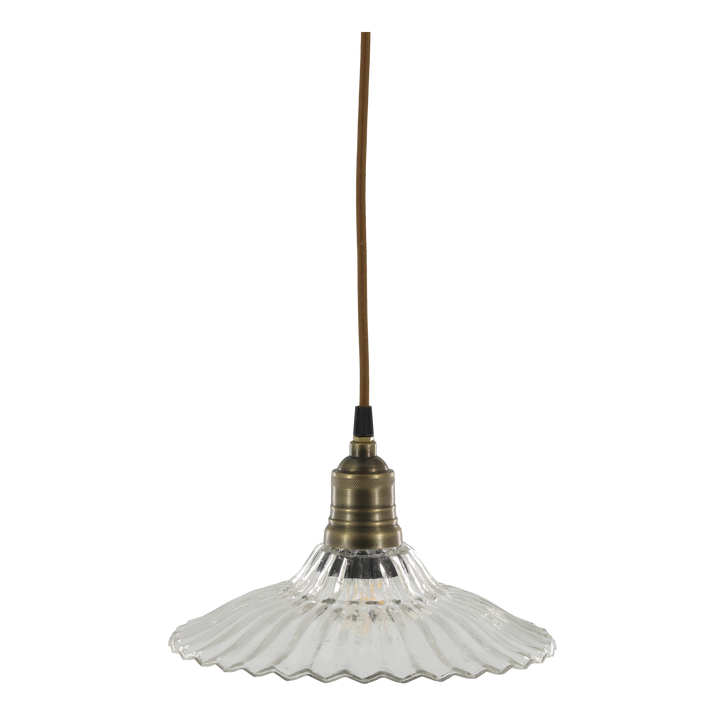 Suspension en verre et laiton – H14 x D26 cm – câble tissu 2 m – Douille E27