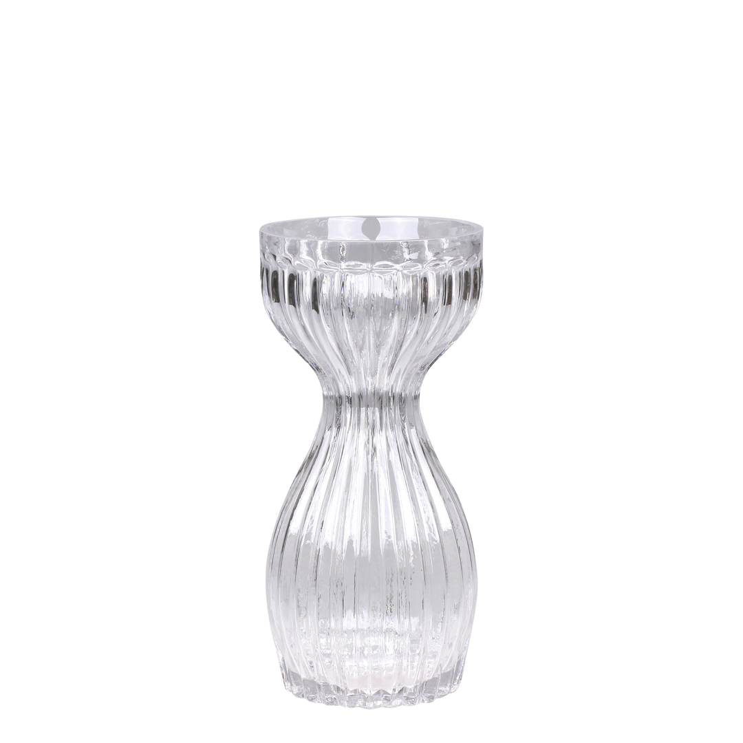 Vase Amaryllis transparent avec rainures – Chic Antique – Vase intemporel élégant H25 cm Ø12 cm