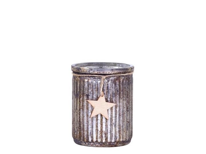 Photophore de verre avec étoiles Chic Antique