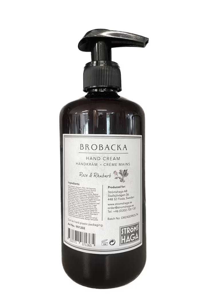 Crème Mains Brobacka – Rose &amp; Rhubarbe – 300 ml