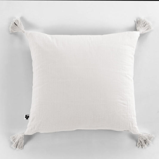Coussin déhoussable - L'Effet Papillon - Gaze de coton, pompons.2 coloris